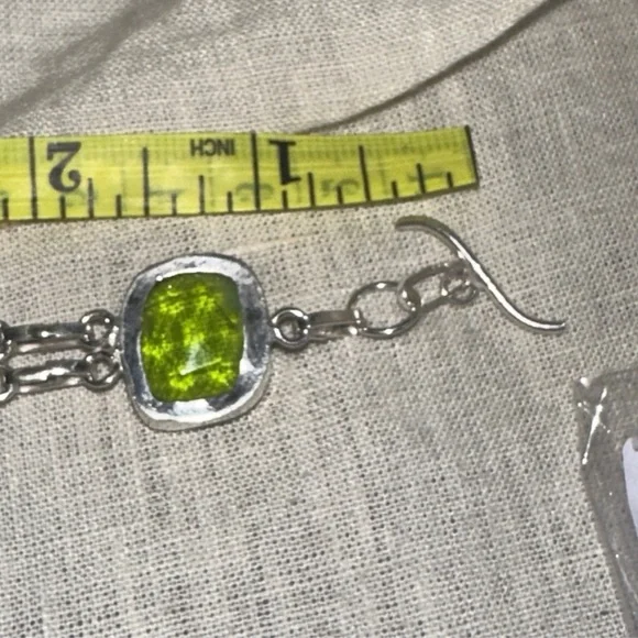 Gorgeous Faceted Green Quartz Handcrafted 925 Bracelet - Picture 4 of 14
